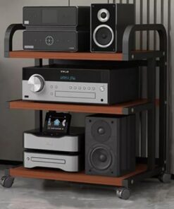 Support audio à 3/4/5 niveaux, armoire de rangement audio/vidéo, support audio, armoire de composants stéréo pour bureau à domicile, support multimédia, étagère ouverte pour équipement élect