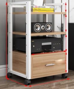 Support multimédia audio-vidéo, support stéréo à 3/4/5 niveaux avec tiroir et roulettes, stéréo domestique mobile, armoire pour composants audio Hi-Fi, pour composants stéréo de divertisseme