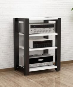 Support multimédia AV, Armoire stéréo, Armoire de Rangement multimédia, étagère d'angle de Support multimédia AV à 4 Niveaux, Support de Rack Audio-vidéo, pour réunion, Salon, Salle d'enregi