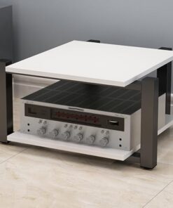 Support Audio Domestique, Support pour Tourne-Disque en métal, étagère d'angle Robuste à 2, 3 ou 4 Niveaux pour cinéma, Bureau, Meuble stéréo (Blanc, 2 Niveaux)