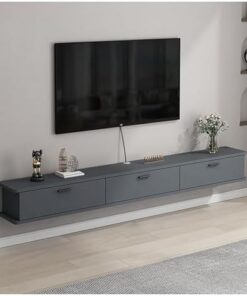 Meuble TV Flottant, Meuble de Divertissement Mural et étagère, Console TV avec Rangement, Console multimédia Peu encombrante pour Chambre et Salon (Gris, 180 cm/71 po)