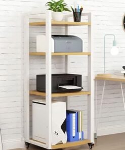 Étagère audiovisuelle moderne blanc 4 niveaux équipement audio Hi-Fi Armoire sur roulettes Étagère multimédia de stockage DVD robuste pour support de maison Armoire HiFi à 7 niveaux pour niveler au