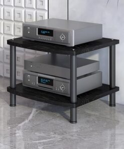 Meuble multimédia pour composants audio/vidéo avec étagère en bois, meuble de rangement ouvert pour AV, meuble de rangement pour composants stéréo de divertissement multimédia pour salon/bur