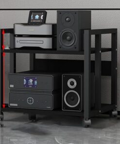 Meuble de rangement multimédia Meuble stéréo Petite console multimédia Support multimédia AV à 4 niveaux Étagère d'angle Support audio stéréo Tour Centre de divertissement TV d'angle pour sa