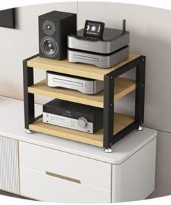 Amplificateur de Bureau à 3 Niveaux, Support HiFi, Support multimédia AV, étagère en Bois, Support stéréo, Tour Audio d'angle, Meuble de Divertissement de Bureau, Armoire de Composants stéré