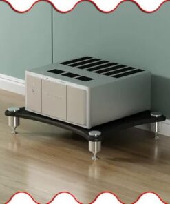 Support d'imprimante Moderne à 4 Niveaux, Armoire de Composants AV avec Coussinets Absorbant Les Chocs, étagère multimédia Audio vidéo Multifonction pour Le Stockage HiFi (Noir)