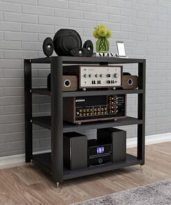 Support de composant Audio de récepteur AV Centre de Divertissement TV d'angle Support de Tourne-Disque Moderne du Milieu du siècle - Support de Rack Audio stéréo Blanc crème pour Salle d'en