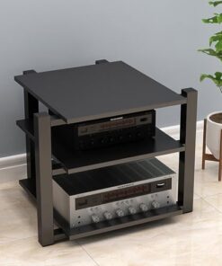 Support multimédia sur Pied, Support Audio Mobile, Support de Jeu, Support HiFi, Meuble pour Composants Audio, Facile à Assembler, pour Salon, Salle de Jeux, Salle d'enregistrement, réunion