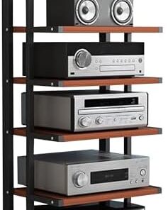 Étagère stéréo AV à 6 niveaux, support multimédia AV, armoire stéréo composante, étagère d'angle audio-vidéo, étagère en bois, support de console de jeu, support de lecteur CD, pour petit espace,