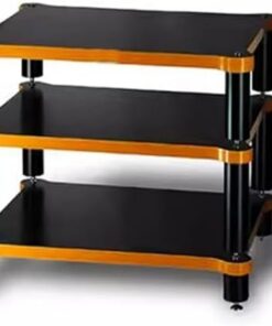 Meuble audio HIFI à 3 niveaux, étagère HiFi, support TV AV avec étagères de rangement multimédia, meuble d'équipement, support TV, support de haut-parleur pour ampli AV/platine vinyle/Sky Bo