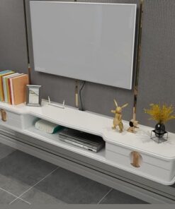Meuble TV en Bois Console TV Flottante Centre de Divertissement Meuble TV Console multimédia Support de Divertissement pour Salon, Chambre à Coucher (Couleur : Gris, Taille : 130 cm/51 Pouce