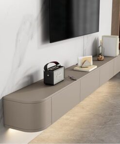 Étagère audio/vidéo suspendue flottante, meuble TV flottant de salon avec 2 tiroirs, console multimédia murale, meuble TV mural pour centre de divertissement, porte simple/double, rabat infé