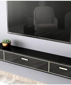 Générique Meuble TV Flottant, unité TV Flottante, étagère de Console multimédia Murale, Centre de Divertissement Moderne, Meuble TV pour Rangement sous TV (Noir, 120 x 24 x 18 cm)