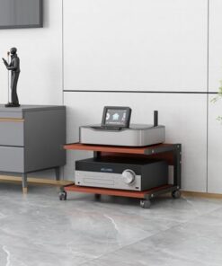 Support multimédia Mobile à 2 Niveaux, étagère de Rangement Ouverte Multifonction pour Lecteur DVD/boîtier TV/Consoles de Jeu/Accessoires TV, Armoire de Composants Audio vidéo stéréo (B, H 3