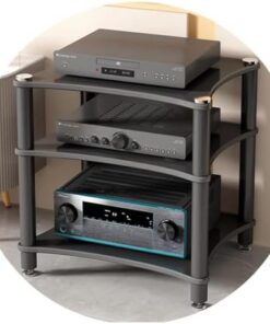 AV ShelfHIFI Meuble audio pour home cinéma à 4 couches Support d'amplificateur professionnel avec support antichoc Idéal pour les salles de conférence Noir 60 x 48 x 85 cm