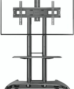 Meuble TV pour Salle à Manger, Chariot TV à roulettes pour écrans de 32 à 75 Pouces, supportant jusqu'à 100 LB, Hauteur réglable, avec roulettes verrouillables, Support TV pour la