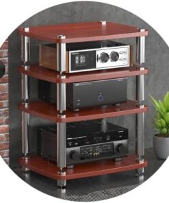 AV ShelfHIFI Meuble audio pour appareils de diffusion en continu avec pieds absorbant les chocs Marron 4 niveaux pour composants audio vidéo Taille du support : 60 x 48 x 76 cm