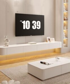 Générique (FR:Meuble TV Flottant, Meuble TV Mural, Meuble TV Mural, Meuble TV pour Salon, Salle de Divertissement, Bureau, unité de Divertissement Moderne avec rangements (70,8 x 9,4 x 7,9", Blanc)