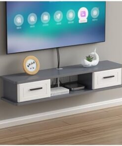 Supports TV flottants pour Salon, Console multimédia Murale, Meuble TV avec Rangement, pour Salon, Chambre à Coucher (Couleur : Gris, Taille : 100 cm)