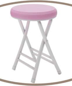 Tabouret pliable rond rembourré, 45,7 cm, tabouret de bar pliable, léger et portable, pour salle à manger, chambre à coucher, salle de bain (rose)