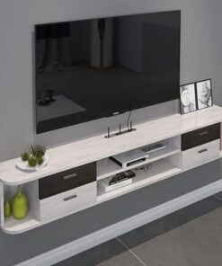 Étagères murales flottantes pour téléviseur, Console multimédia de Divertissement Murale avec 4 tiroirs, Centre de Divertissement pour Console multimédia avec Espace Ouvert, Meuble TV suspen