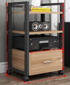 Support stéréo Domestique avec tiroir et roulettes Support multimédia Audio vidéo à 3/4/5 Niveaux pour Composants de Divertissement