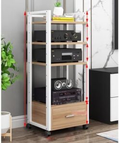 Support d'imprimante à 3 Niveaux avec tiroir et roulettes Support multimédia Audio vidéo Mobile pour Composants stéréo de Divertissement à Domicile