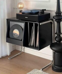 Générique Meuble pour Lecteur de disques, Console multimédia Audio, Support de Divertissement, étagère de Jeu, Supports et étagères stéréo, étagère Audio-vidéo, Tour Audio (Noir)