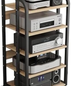 Générique Étagère d'angle Mobile Moderne pour Audio et vidéo, étagère de Rangement pour CD et chaîne stéréo, Armoire en Bois pour Composants, pour boîtes de câbles, appareils de Streaming, récepteurs