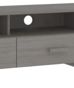 XJBTBA Meuble TV HAMAR - Gris Clair, 158x40x40 cm, Meuble TV en Pin Massif avec 3 Tiroirs Compartiments, Poignées en Bois, Idéal pour Salon ou Chambre