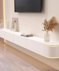 Meuble TV flottant mural, armoire TV murale, armoire de rangement TV avec porte, grand banc TV pour salon et bureau, meuble TV flottant moderne