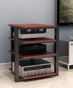 Support multimédia sur Pied, Support Audio Mobile, Support de Jeu, Support HiFi, Meuble pour Composants Audio, Facile à Assembler, pour Salon, Salle de Jeux, Salle d'enregistrement, réunion