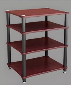 Générique Support multimédia à 4 Niveaux, Support Audio Ouvert, Support TV Multifonction sur Pied, Armoire de Rangement multimédia, Armoire stéréo pour Maison/Bureau/Audio vidéo/DJ/théâtre (Marron)