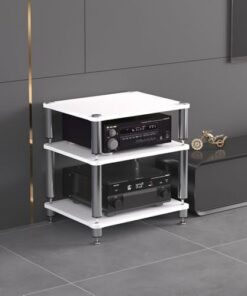 Meuble stéréo Support multimédia AV Rack Audio Ouvert Meuble de Composants Rack HiFi Meuble de Rangement multimédia Support pour Tourne-Disque