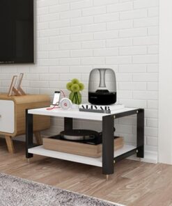 Support de composant Audio de récepteur AV Centre de Divertissement TV d'angle Support de Tourne-Disque Moderne du Milieu du siècle - Support de Rack Audio stéréo Blanc crème pour Salle d'en