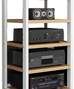 Support multimédia AV à 5 niveaux, meuble d'angle en bois, support audio stéréo, support multimédia multifonctionnel, lecteur CD pour la maison/le bureau (couleur : Style-4, taille : 60 x 40