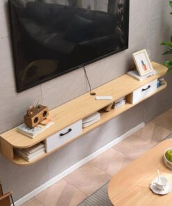 Meuble TV flottant suspendu pour chambre à coucher, meuble TV suspendu en bois, support de divertissement suspendu pour centre multimédia, étagère audio/vidéo étroite, unité TV flottante mod