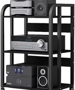 Support multimédia AV à 3/4/5 Niveaux, Support de composant vidéo, Armoire stéréo, étagère multifonctionnelle Moderne pour équipement électronique, Tour pour Lecteur DVD/amplificateur (coule
