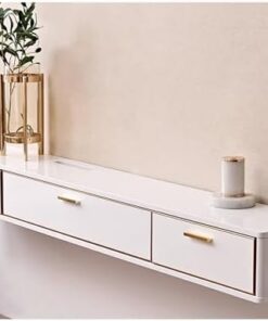 Meuble TV flottant avec surface peinte brillante, étagère de console multimédia murale, centre de divertissement moderne, meuble TV pour rangement sous TV, table TV avec tiroirs de rangement