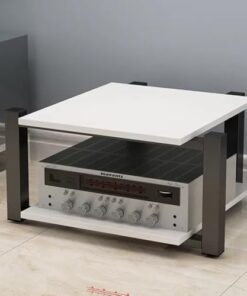 Étagère HiFi 4 Niveaux, Meuble Audio Ouvert, Meuble Audio/vidéo au Sol, Meuble pour amplificateur de Puissance, pour la Maison