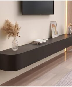Meuble TV Flottant, étagère TV Murale, Meuble TV Bas à Poser ou à Suspendre, Centre de Divertissement pour Salon, Pratique et Fonctionnel (Noir, 260 x 24 x 20 cm)