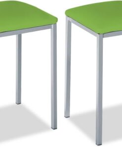 ASTIMESA - Tabourets de cuisine tapissés - Structure solide et ferme - Structure couleur aluminium et assise en similicuir - Couleur de l'assise : vert - Contenu : 2 unités - Dimensions : 35 x 35 x 45