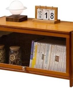 Générique Table TV avec Porte Rabattable, Console multimédia en Bambou, Petit Centre de Divertissement, Meuble TV, Supports TV pour Chambre, Salon, Bureau (Taille : 60 cm/23,6 Pouces)