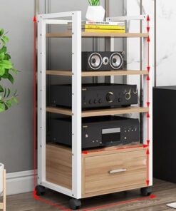 Support d'imprimante à 3 Niveaux avec tiroir et roulettes Support multimédia Audio vidéo Mobile pour Composants stéréo de Divertissement à Domicile
