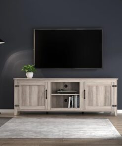 Meuble TV Mondern, Meuble TV élégant, Centre de Divertissement, Console multimédia avec Rangement, Supports de télévision en Bois, Table Console multimédia pour téléviseur 75 Pouces, Gris
