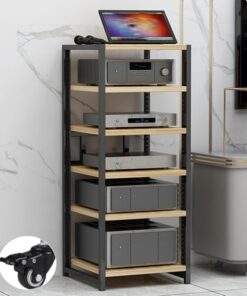 Support multimédia multicouche, support HiFi, étagère audio-vidéo, support multimédia AV avec roulettes, support HiFi, armoire stéréo, étagère pour console de jeu, support DVD à 3/4/5/6 nive