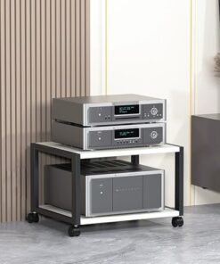 Support multimédia AV avec roulettes, Support de Tour Mobile pour Lecteur de disques DVD CD Audio, Support de Composants stéréo, étagère de Console d'équipement de Jeu vidéo de divertissemen