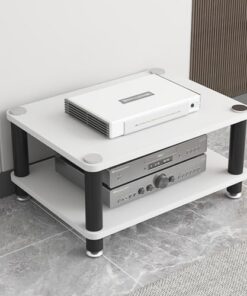 Support pour Tourne-Disque HiFi 4, 3, 2 et 1 Niveaux, Meuble d'angle pour Bureau/Salon/Salon de thé, étagère de Rangement Audio et vidéo avec Patins antidérapants (Blanc, 2 Niveaux)