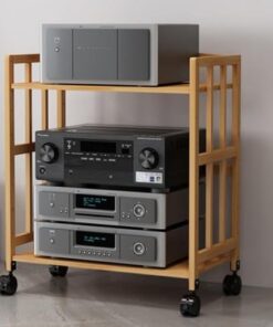 Support de Lecteur DVD en Bois pour téléviseurs de 20 à 31 Pouces Support de Platine Mobile Support Audio Tour pour Salon ou Bureau Meuble Audio stéréo TV 2 Niveaux 77 cm (H) Taille 55 cm (L