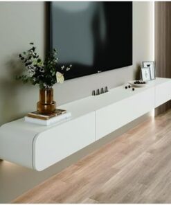 Générique Console multimédia Murale avec 2 tiroirs, Support TV Flottant en Bois Massif, étagère TV Suspendue, Centre de Divertissement, Meuble TV, pour Bureau à Domicile (180 x 24 x 18 cm)